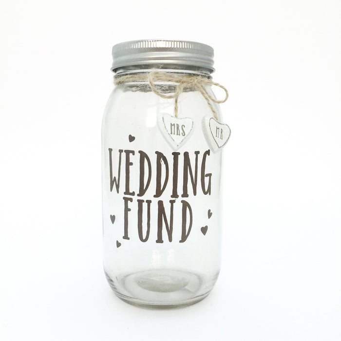 Love Story Mason Jar Money Bank Wedding Fund